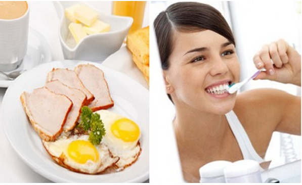 Đánh răng ngay sau khi vừa ăn no xong bữa sáng là thói quen không tốt